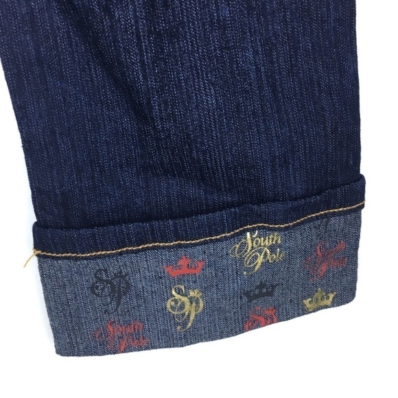 SOUTH POLE Capri Jeans Cuffed Rhinestones Metallic Dark Wash Denim Size 16 Girls - Picture 8 of 14
